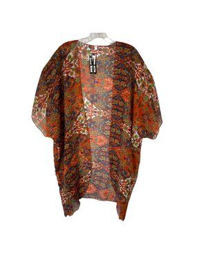Bijoux Terner Kimono Light Weight Kimono‎ Large/XL Orange Blue New